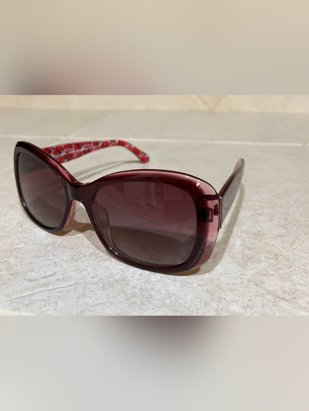 Kate Spade Polarized Sunglasses Red Floral Arm